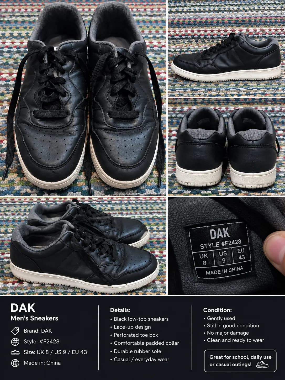 Black tennis shoe — photo 1