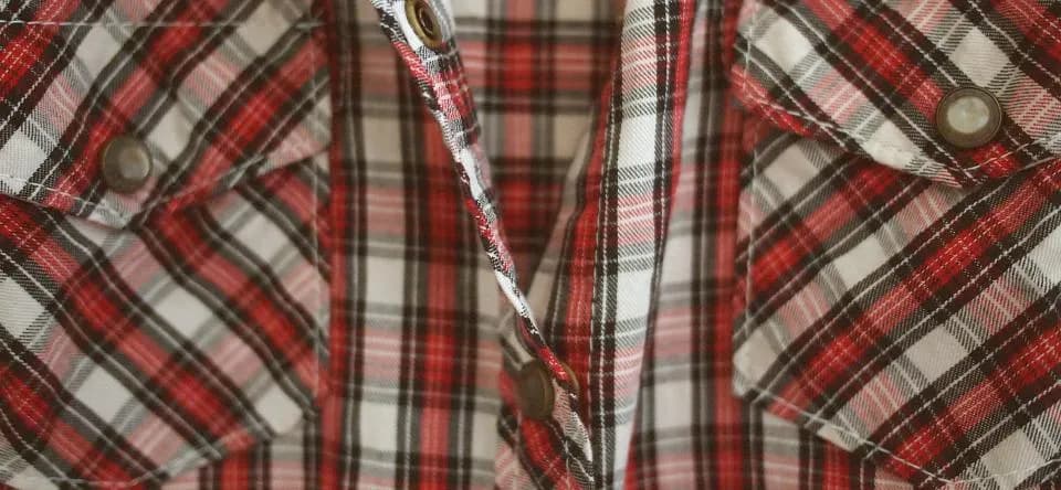 Red check flannel shirt, size M
